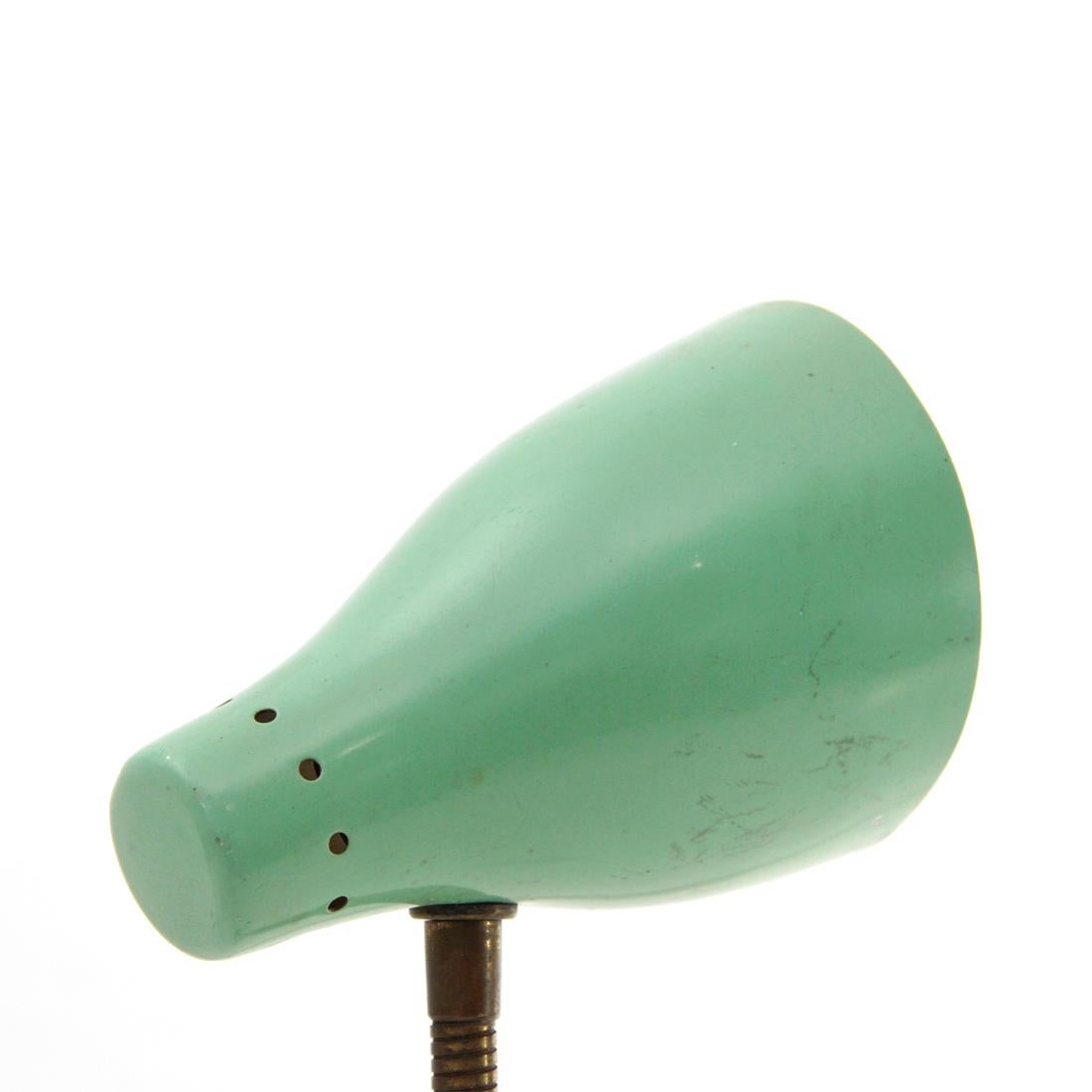 Mid-20th Century Midcentury Brass and Colored Shade Italian Table Lamp, 1950s For Sale