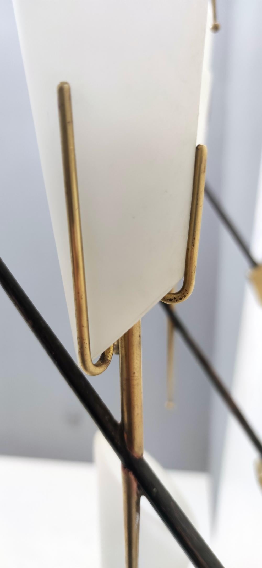 Midcentury Brass and Etched Glass Sconces in the Style of Stilnovo, Italy 6