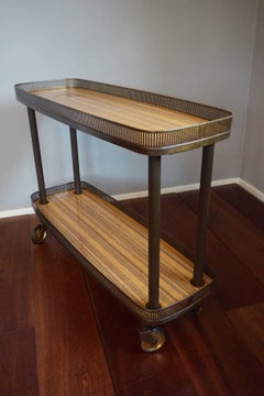Midcentury Brass and Formica Free Standing Drinks Cart / Serving Table / Dry Bar