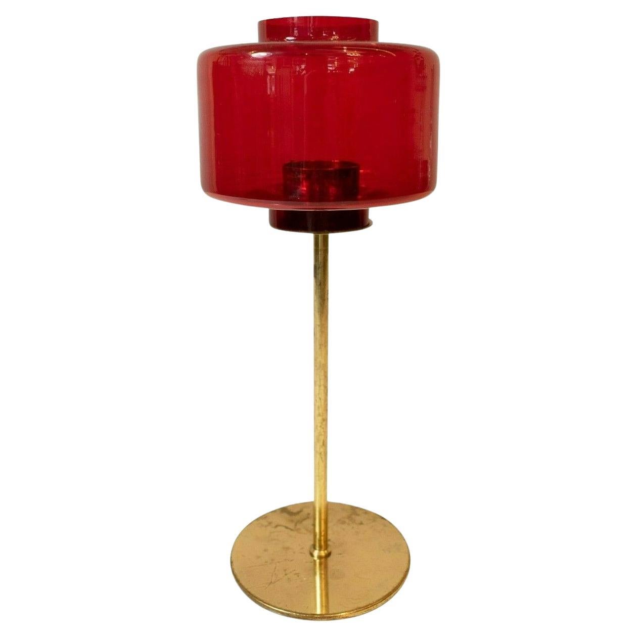 Hans-Agne Jakobsson, Mid-Century Brass and Glass Candleholder, Sweden, 1960's For Sale