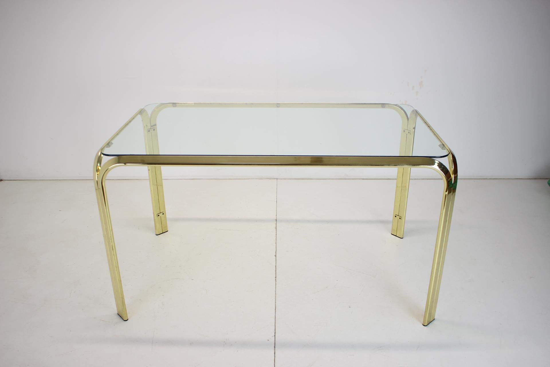 Mid-Century Modern Midcentury Brass and Glass Dining Table, Germany 1970s For Sale