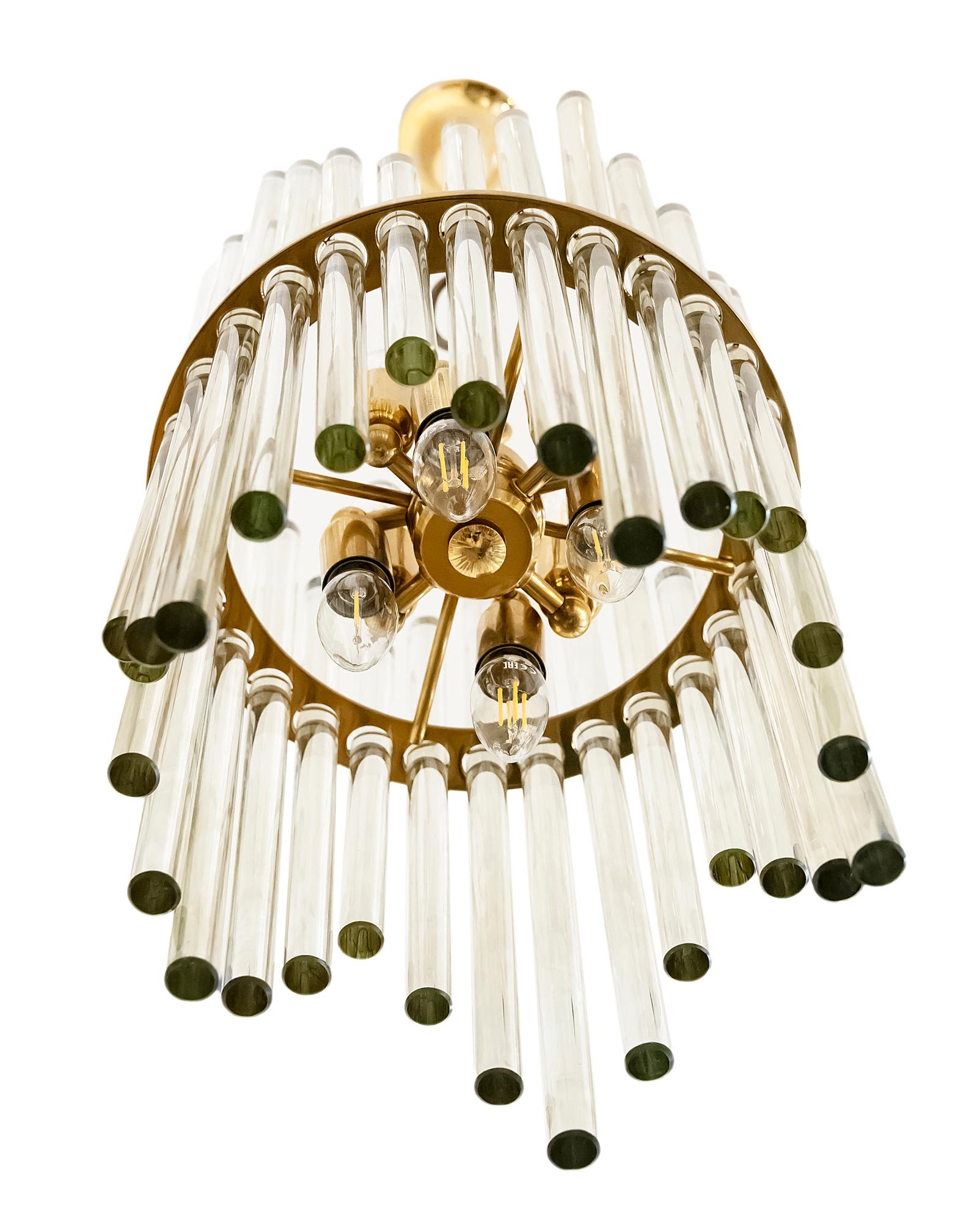 20th Century Midcentury Brass and Glass Ernst Palme Chandelier