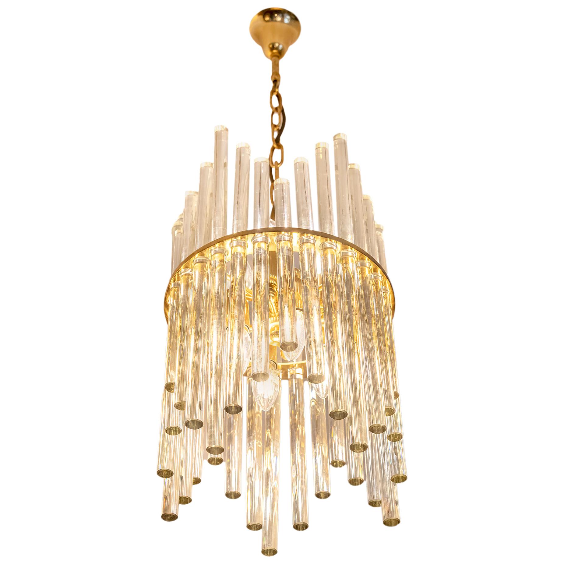 Midcentury Brass and Glass Ernst Palme Chandelier