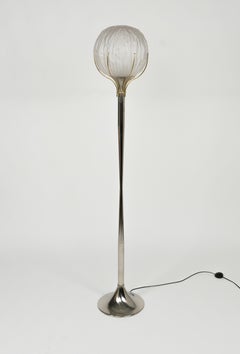 Midcentury Brass and Glass Floor Lamp by Angelo Brotto for Esperia, Italy 1960s