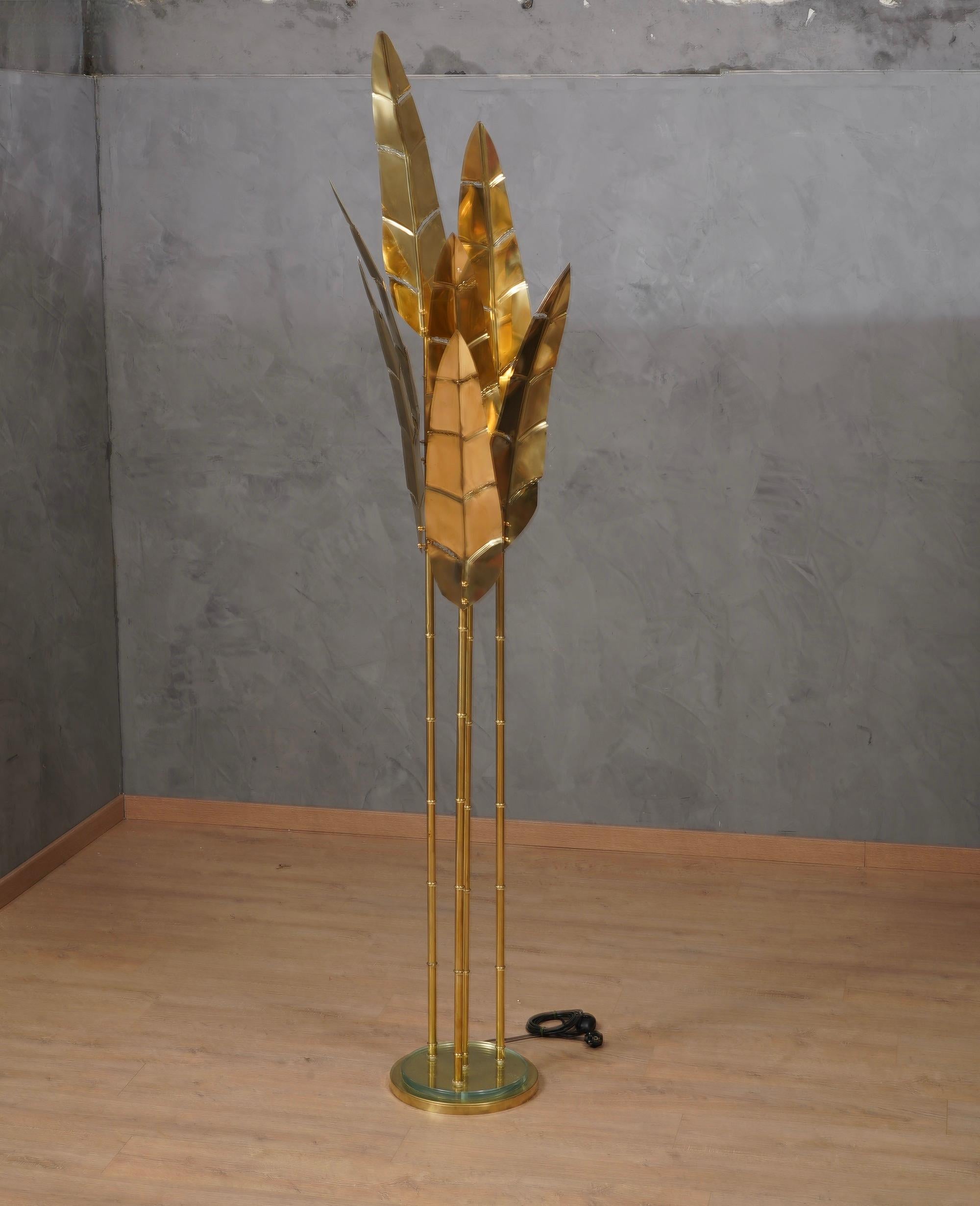 Italian MidCentury Brass and Glass FloorLamp, 2020 For Sale