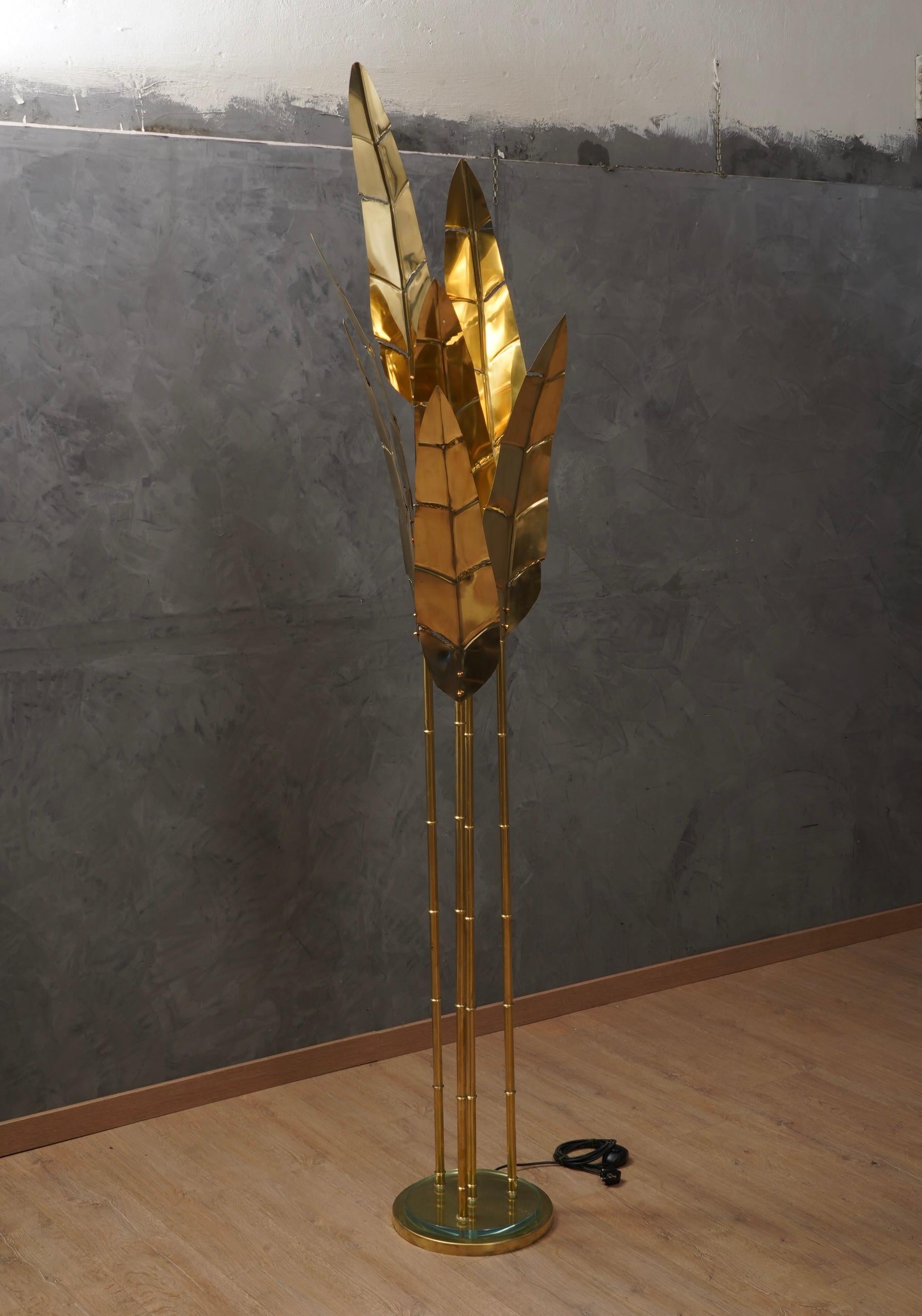 MidCentury Brass and Glass FloorLamp, 2020 For Sale 1