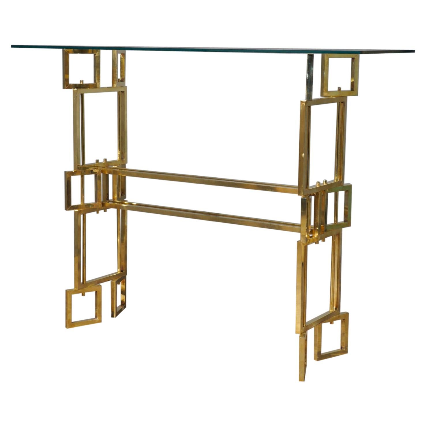 MidCentury Brass and Glass Italian Console, 1980