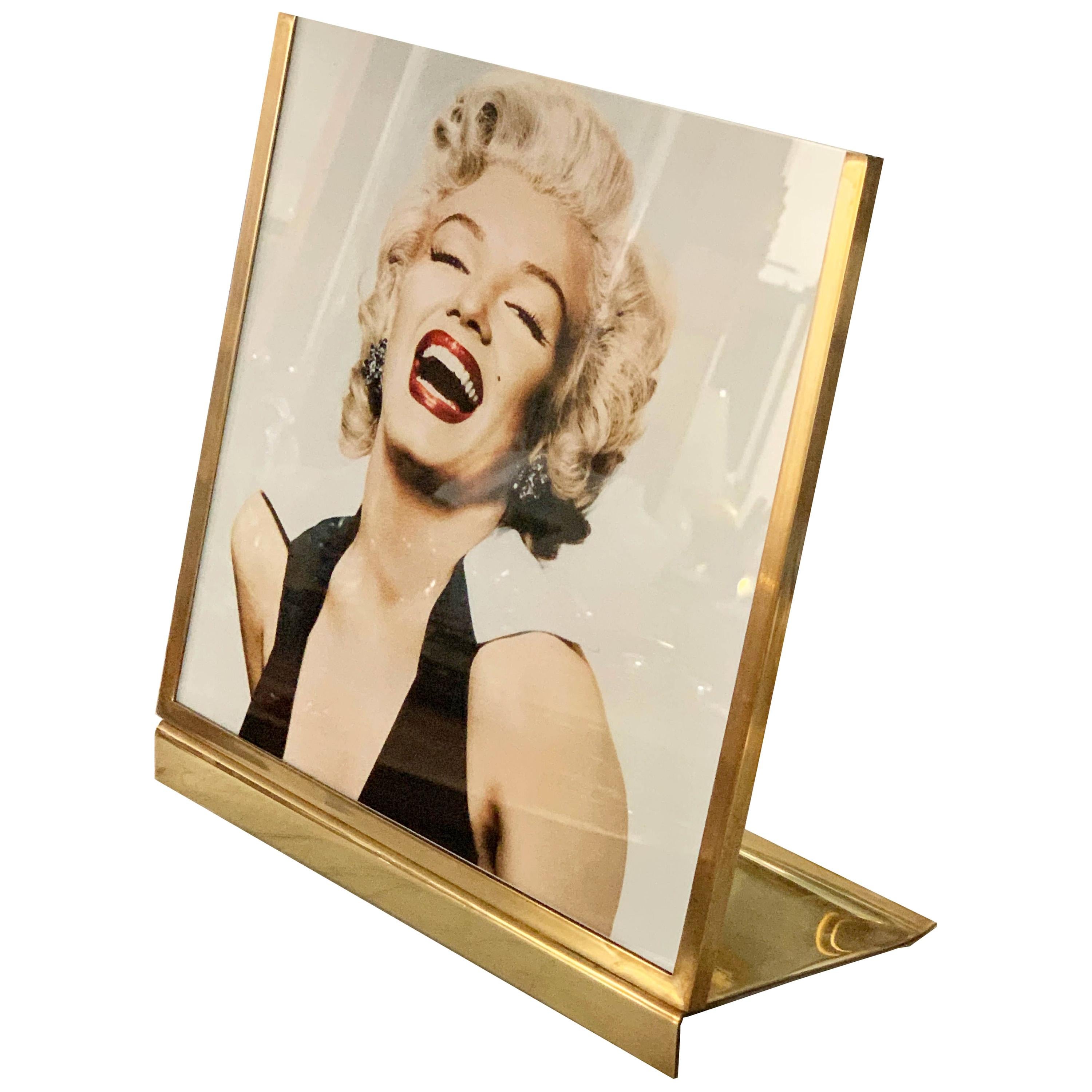 Midcentury Brass and Glass Italian Picture Frame, 1970s