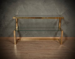 Console italienne en laiton et verre du milieu du siècle, 1970
