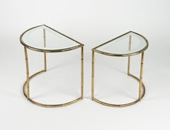 Midcentury Messing und Glas Nisttische Maison Baguès Stil, Italien 1970er