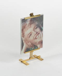 Midcentury Brass and Glass Picture Frame Paul Lobel Style, Italy 1950s