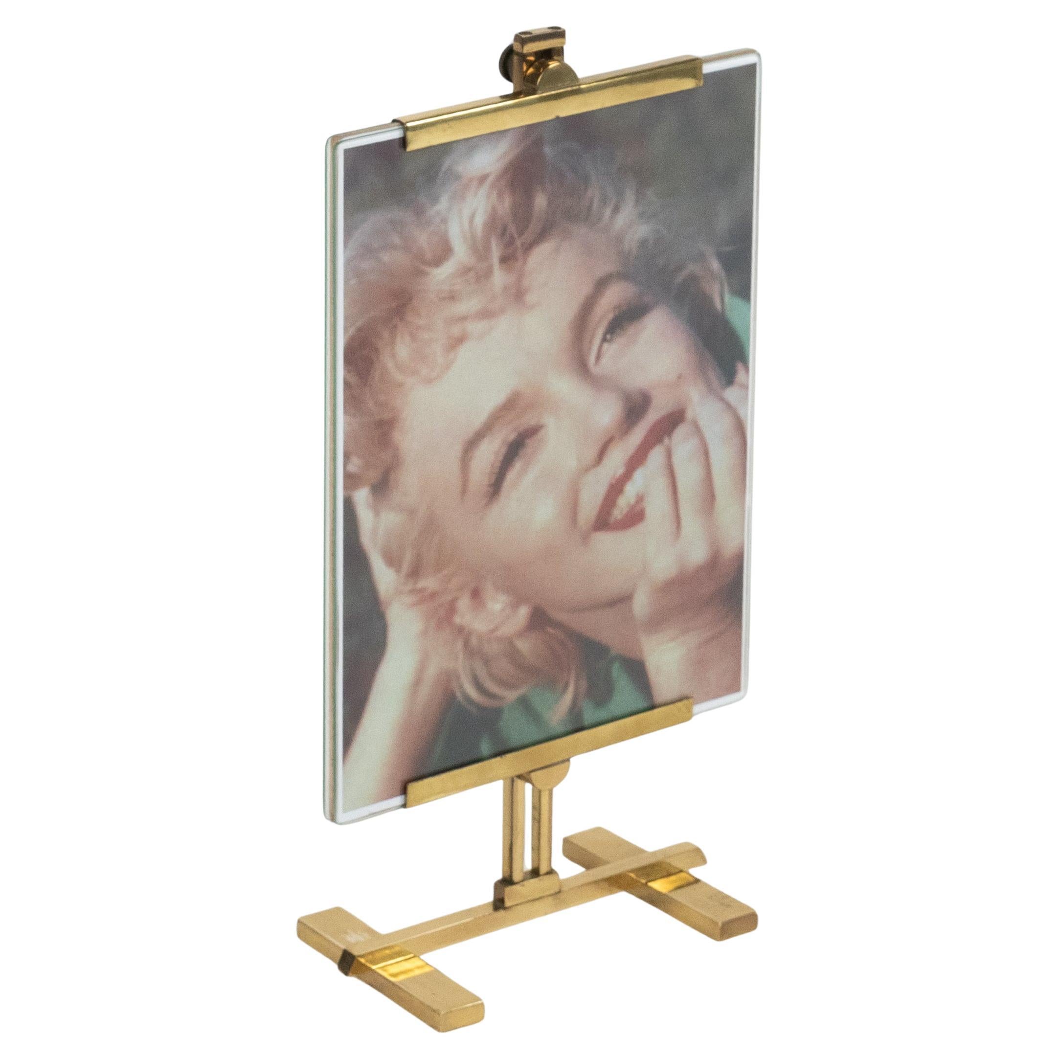 Midcentury Brass and Glass Picture Frame Paul Lobel Style, Italy 1950s