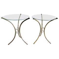 Midcentury Brass and Glass Side Tables