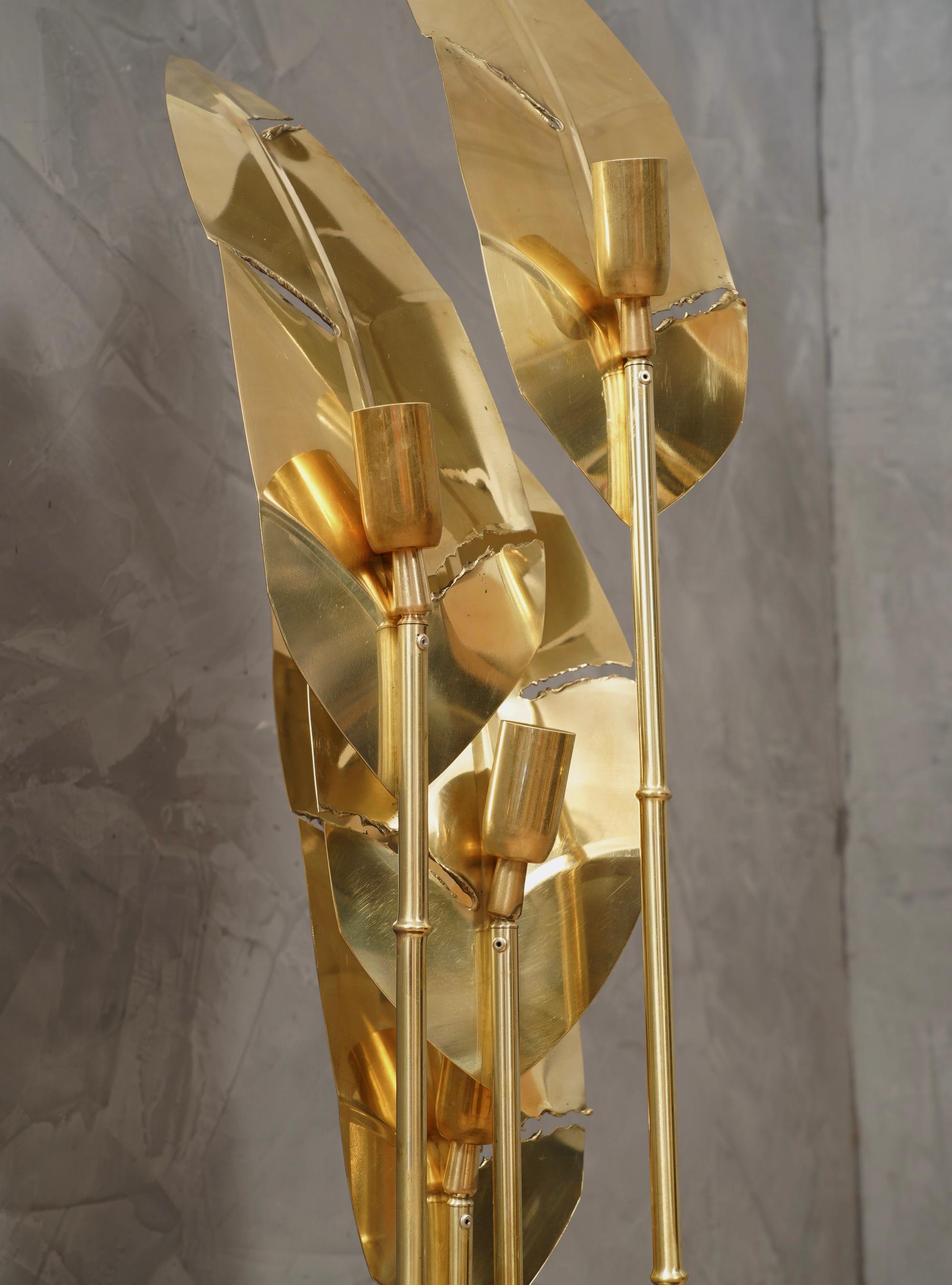 Italian MidCentury Brass and Glass Table Lamp, 2020 For Sale