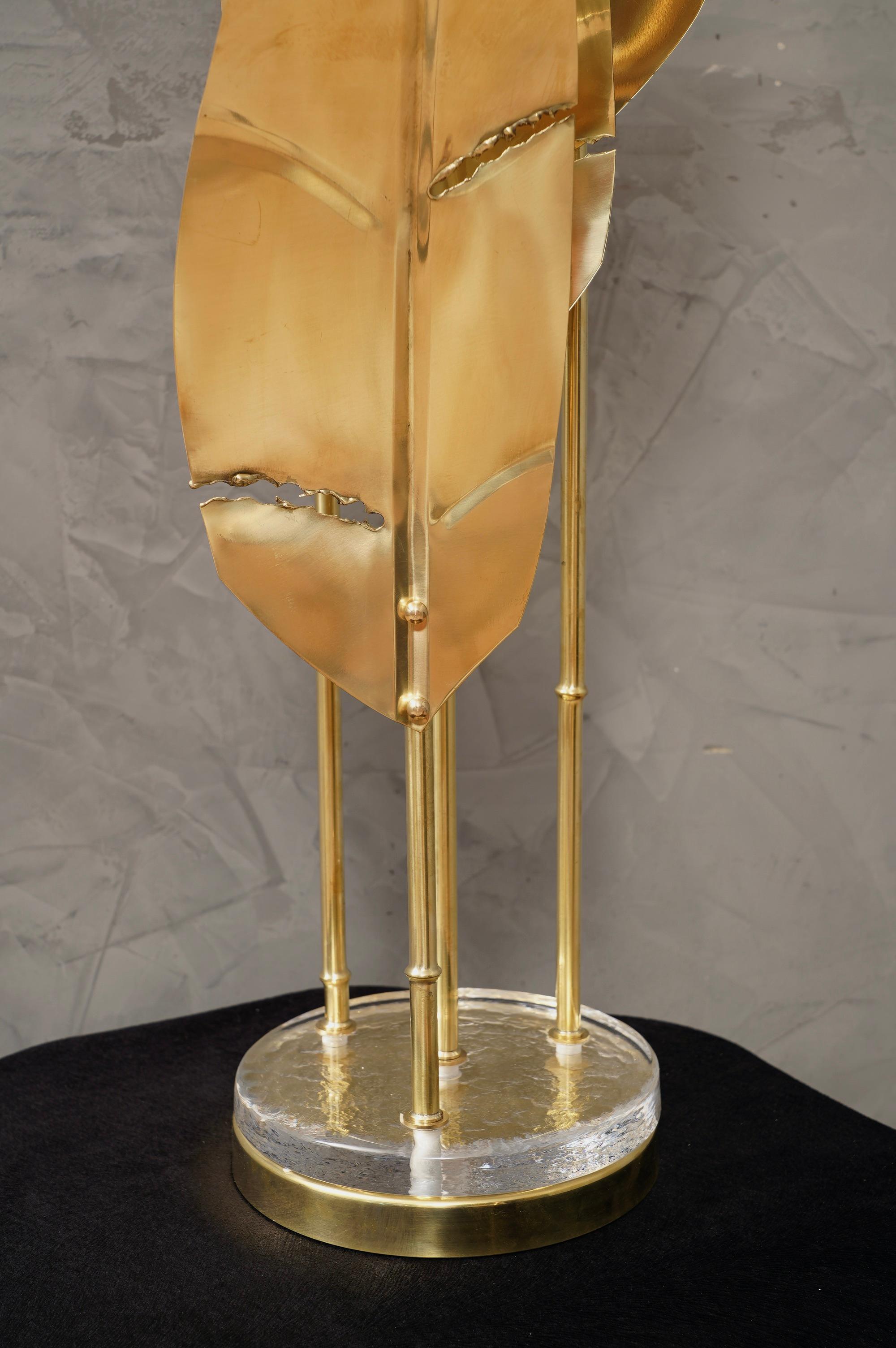 MidCentury Brass and Glass Table Lamp, 2020 In Good Condition For Sale In Rome, IT