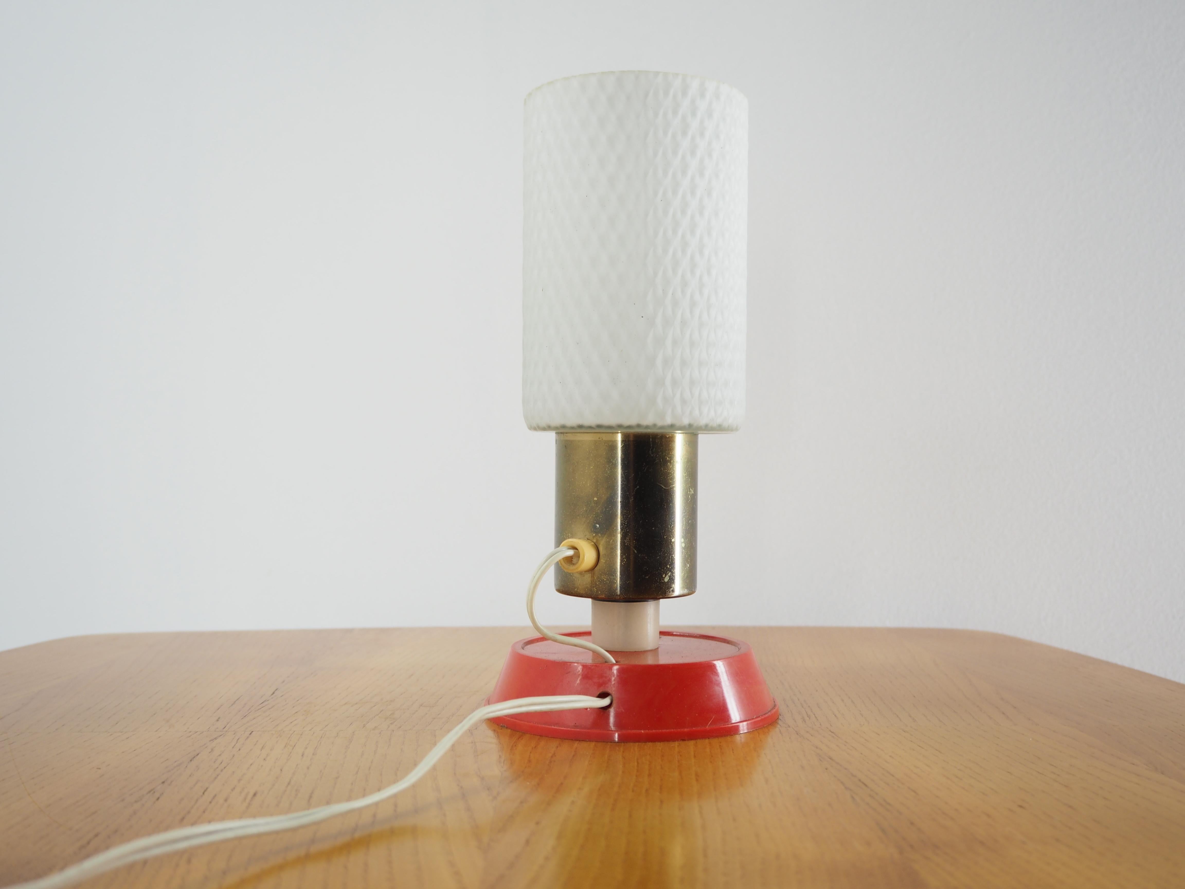 Late 20th Century Midcentury Brass and Glass Table Lamp, Poland, 1970s For Sale