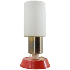 Vintage Midcentury Brass and Glass Table Lamp, Poland, 1970s