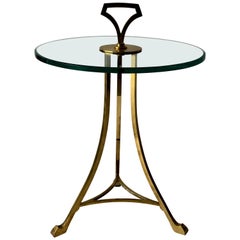 mid century drink table Midcentury Brass and Glass Top Cigarette, Side or Drinks Table
