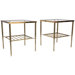 Midcentury Brass and Glass Two-Tier Table