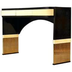 MidCentury Brass and Goatskin Console Table, 1950