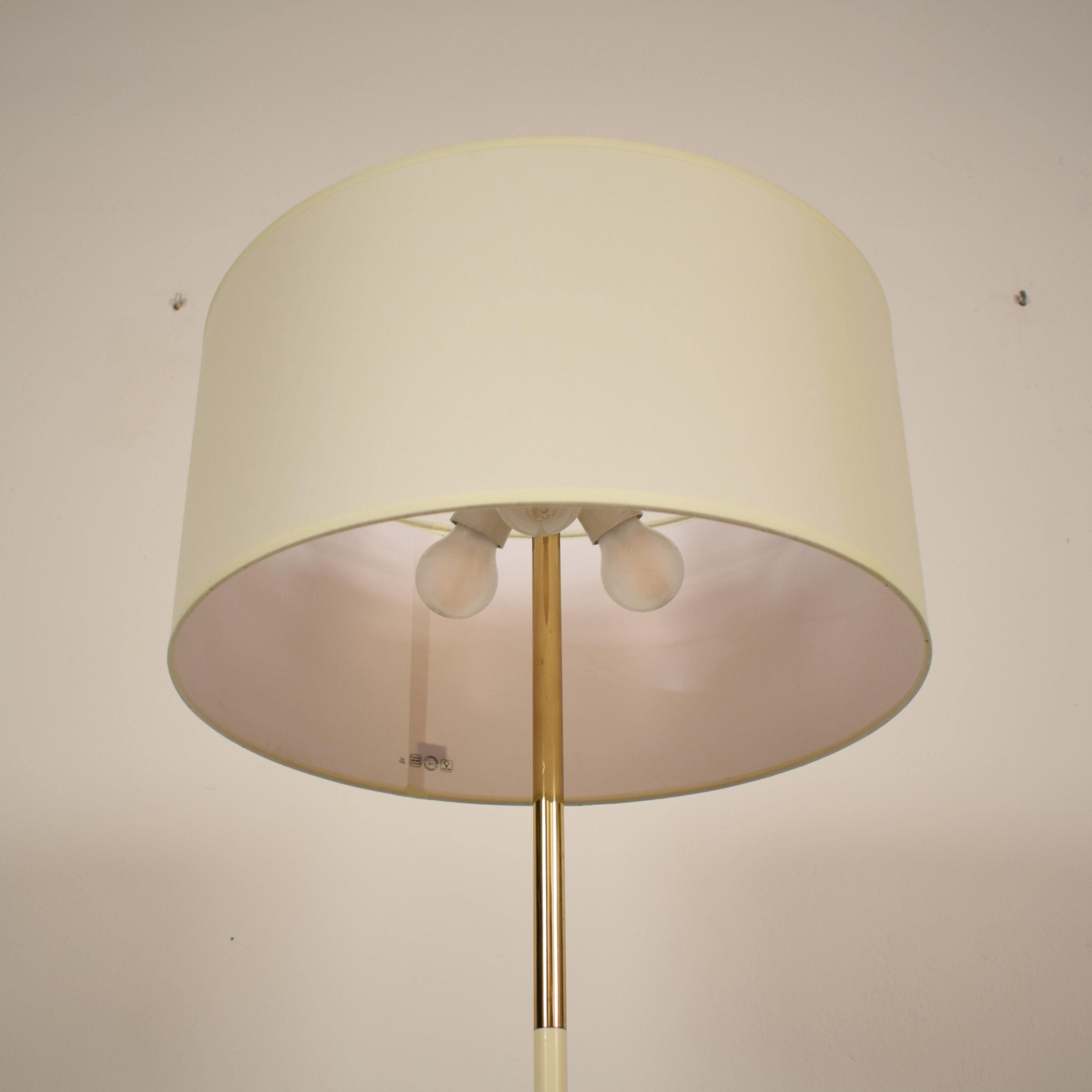 German Midcentury Brass and Lacquered Metal Floor Lamp