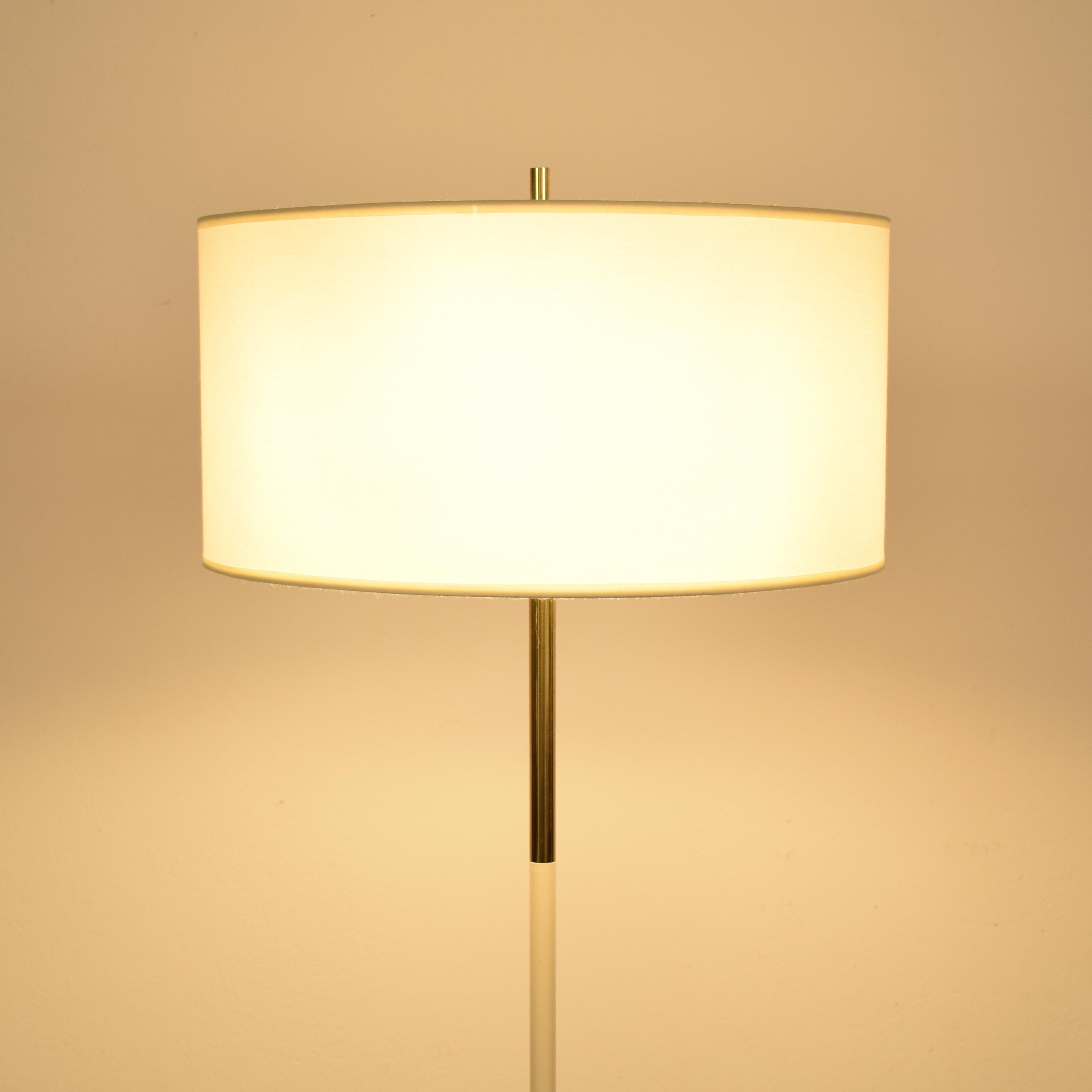 Late 20th Century Midcentury Brass and Lacquered Metal Floor Lamp