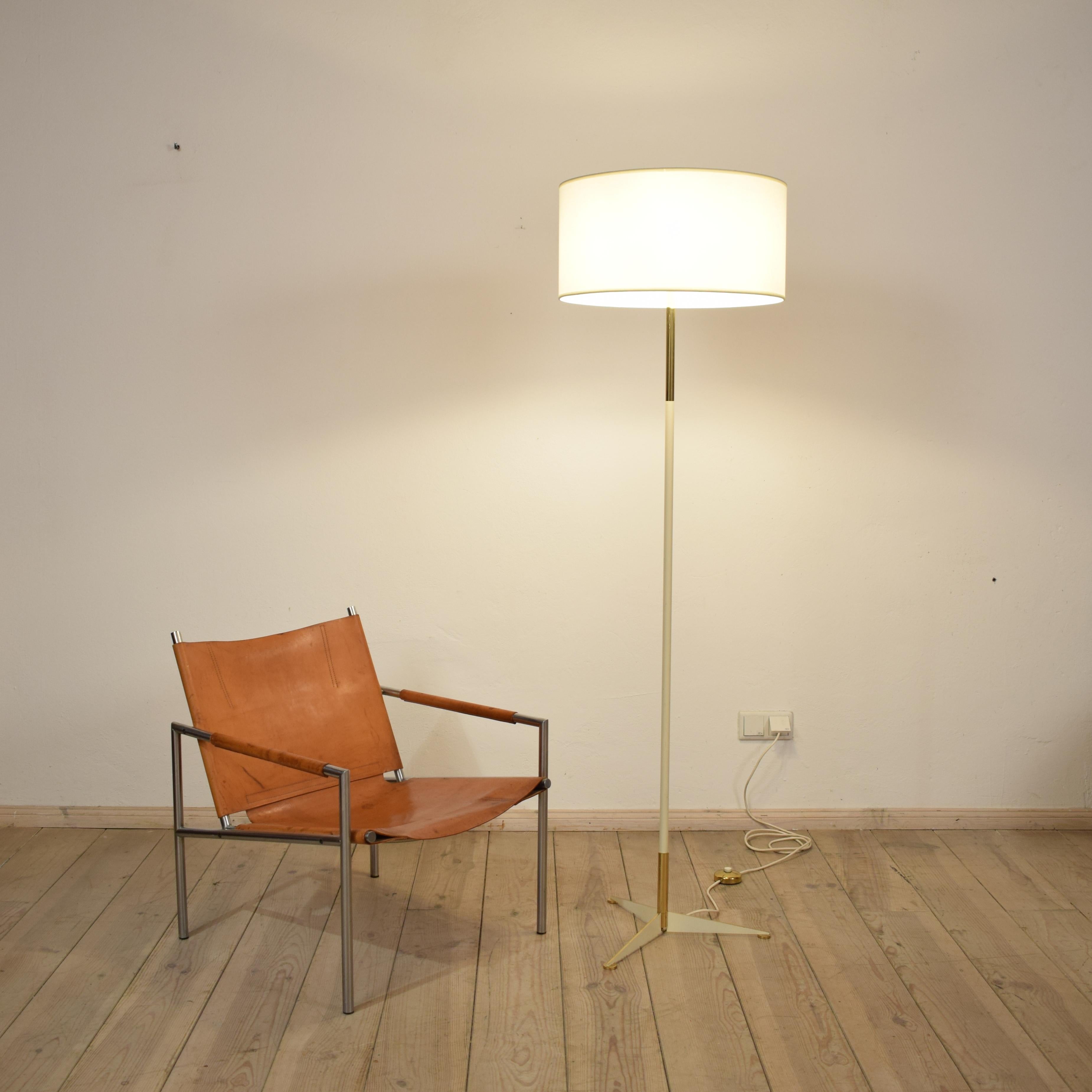 Midcentury Brass and Lacquered Metal Floor Lamp 1