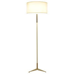 Midcentury Brass and Lacquered Metal Floor Lamp