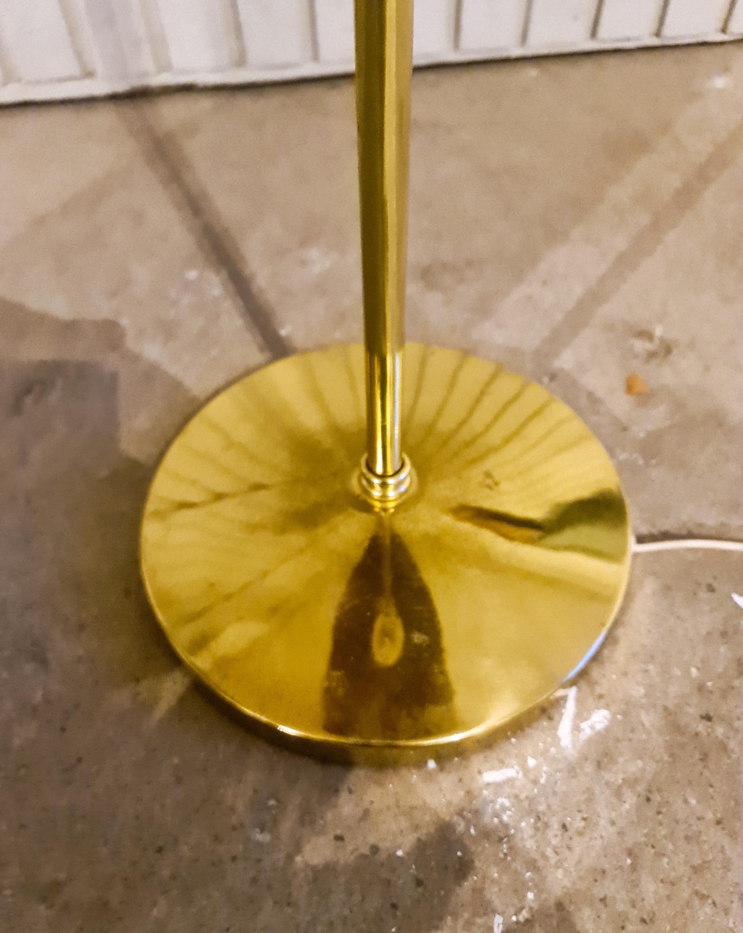 Midcentury Brass and Leather Floor Lamp by Hans-Agne Jakobsson, 1970s 1