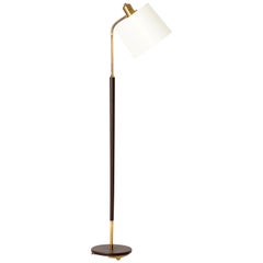 Midcentury Brass and Leather Reading Floor Lamp