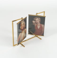 Drehbarer Bilderrahmen aus Messing und Lucit im Stil von Paul Lobel, Italien 1950er Jahre