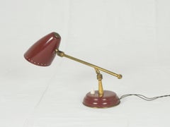 Midcentury Brass and Metal Italian Adjustable Table Lamp