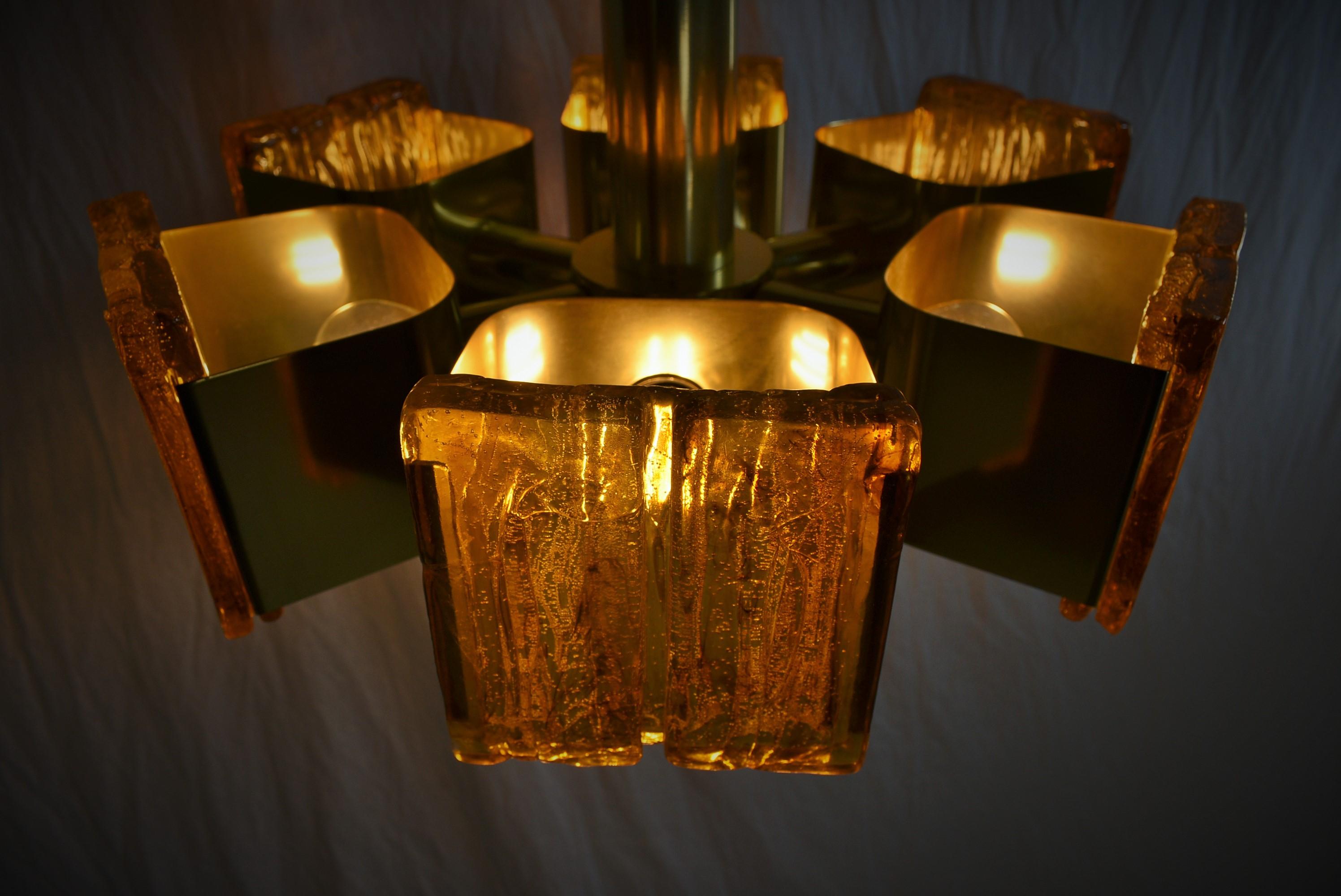 Midcentury Brass and Resin Pendants, Hungary, 1970s In Good Condition In Praha, CZ
