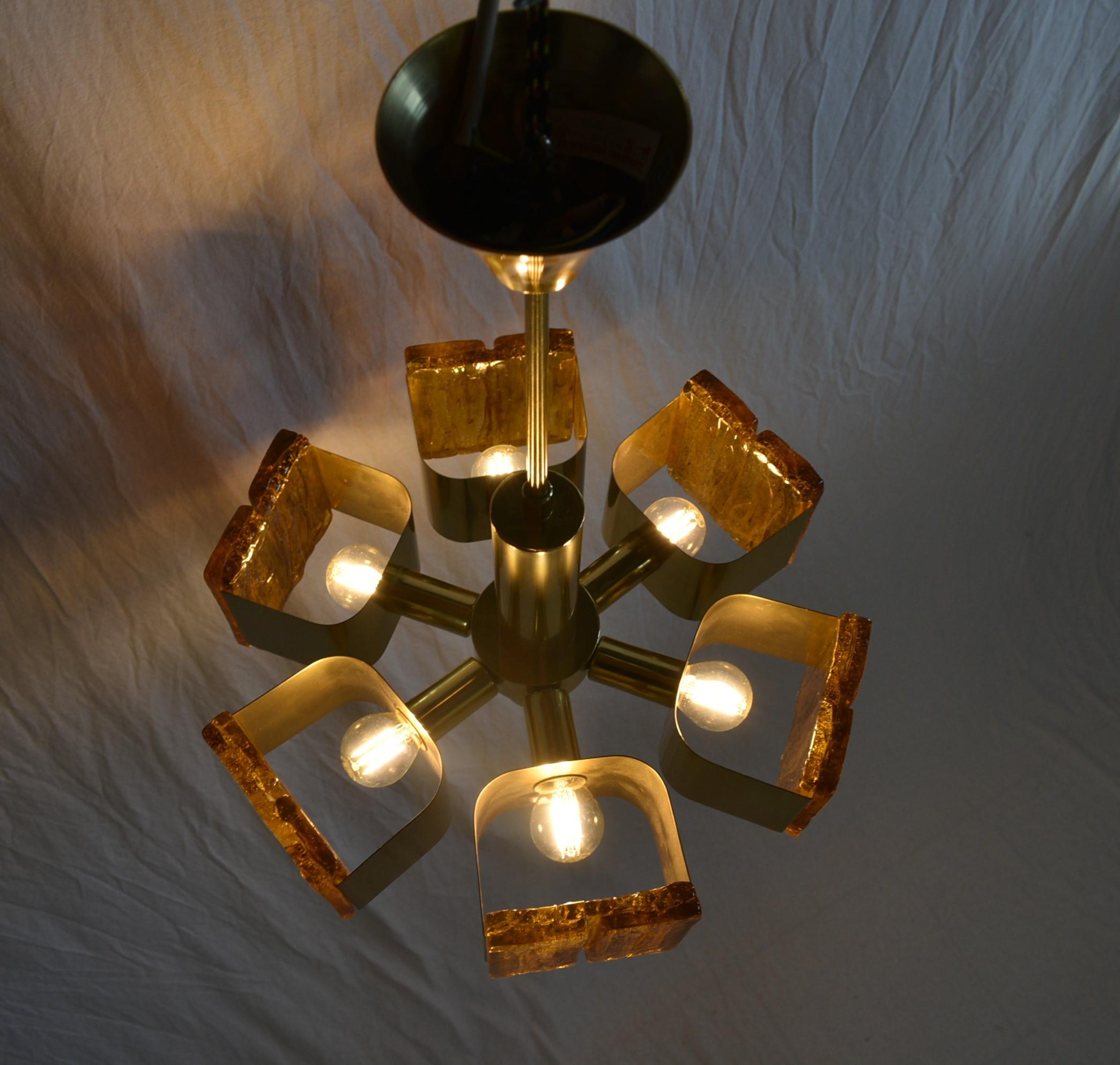 Midcentury Brass and Resin Pendants, Hungary, 1970s 1