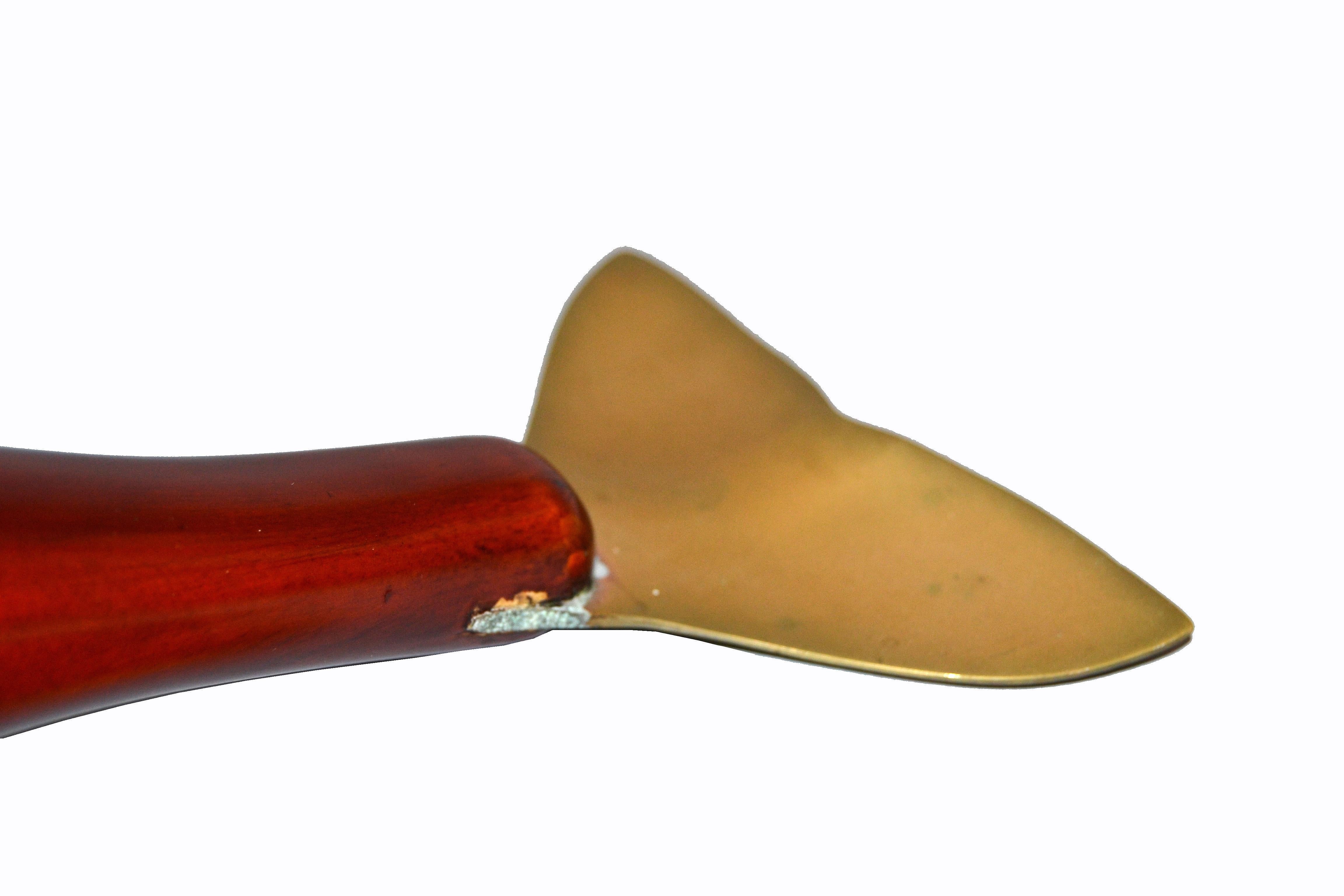 Midcentury Brass and Rosewood Dolphin Sculpture 3