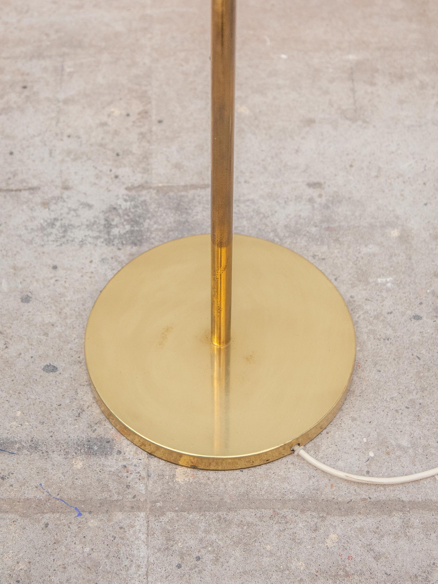 Midcentury Brass and Seven Arm Opaline Globe Floor Lamp by Kaiser, Germany For Sale 4