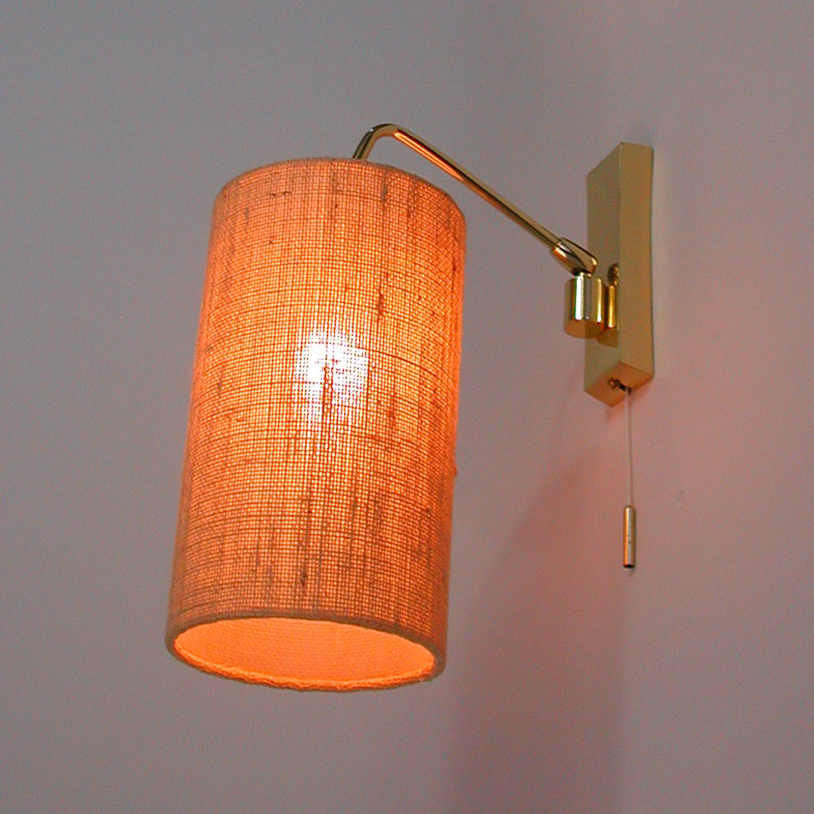 Midcentury Brass and Sisal Adjustable Sconce, Kalmar Attributed., Austria, 1960s For Sale 8