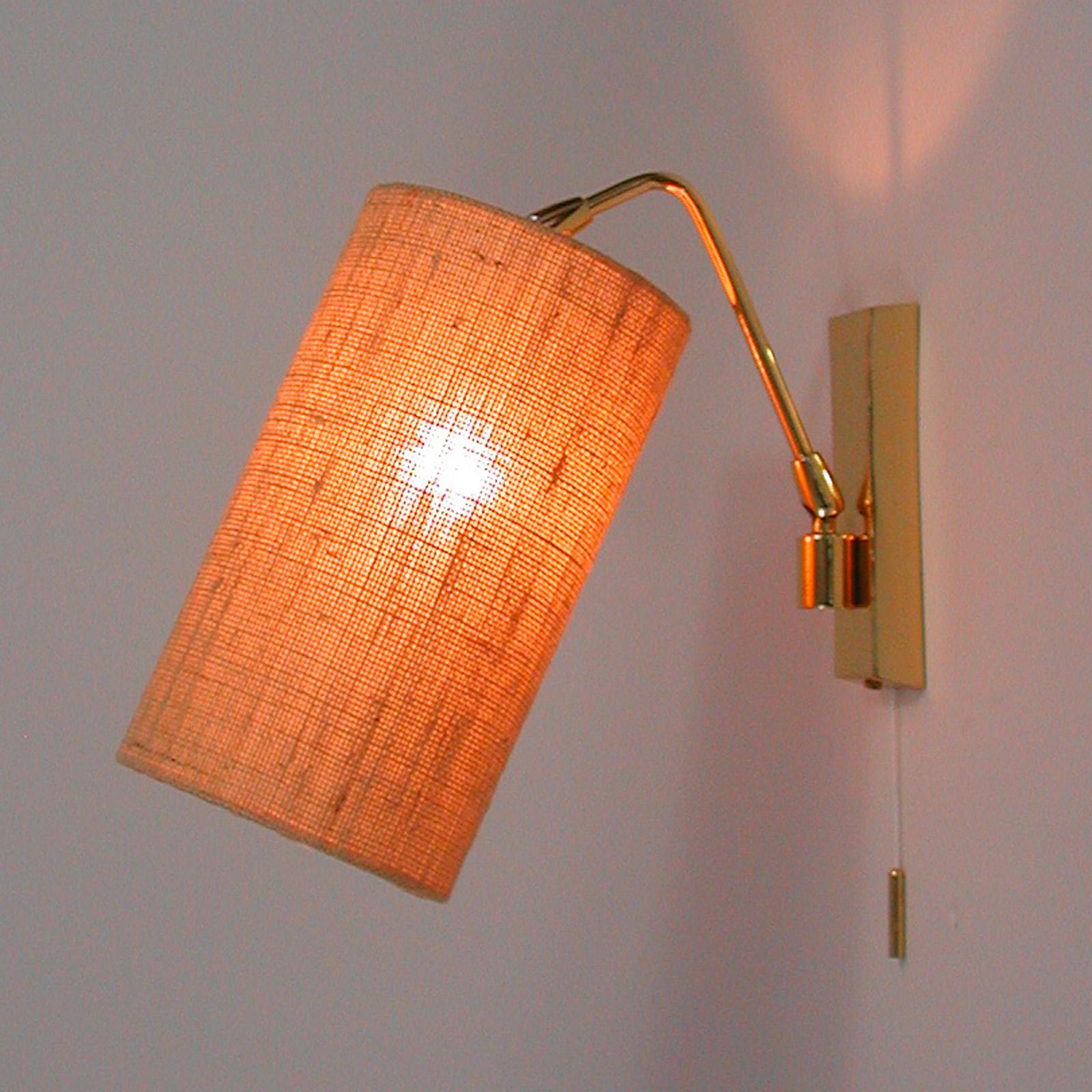 Midcentury Brass and Sisal Adjustable Sconce, Kalmar Attributed., Austria, 1960s For Sale 10