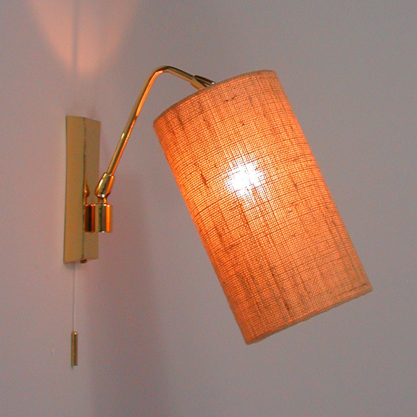 Mid-20th Century Midcentury Brass and Sisal Adjustable Sconce, Kalmar Attributed., Austria, 1960s For Sale