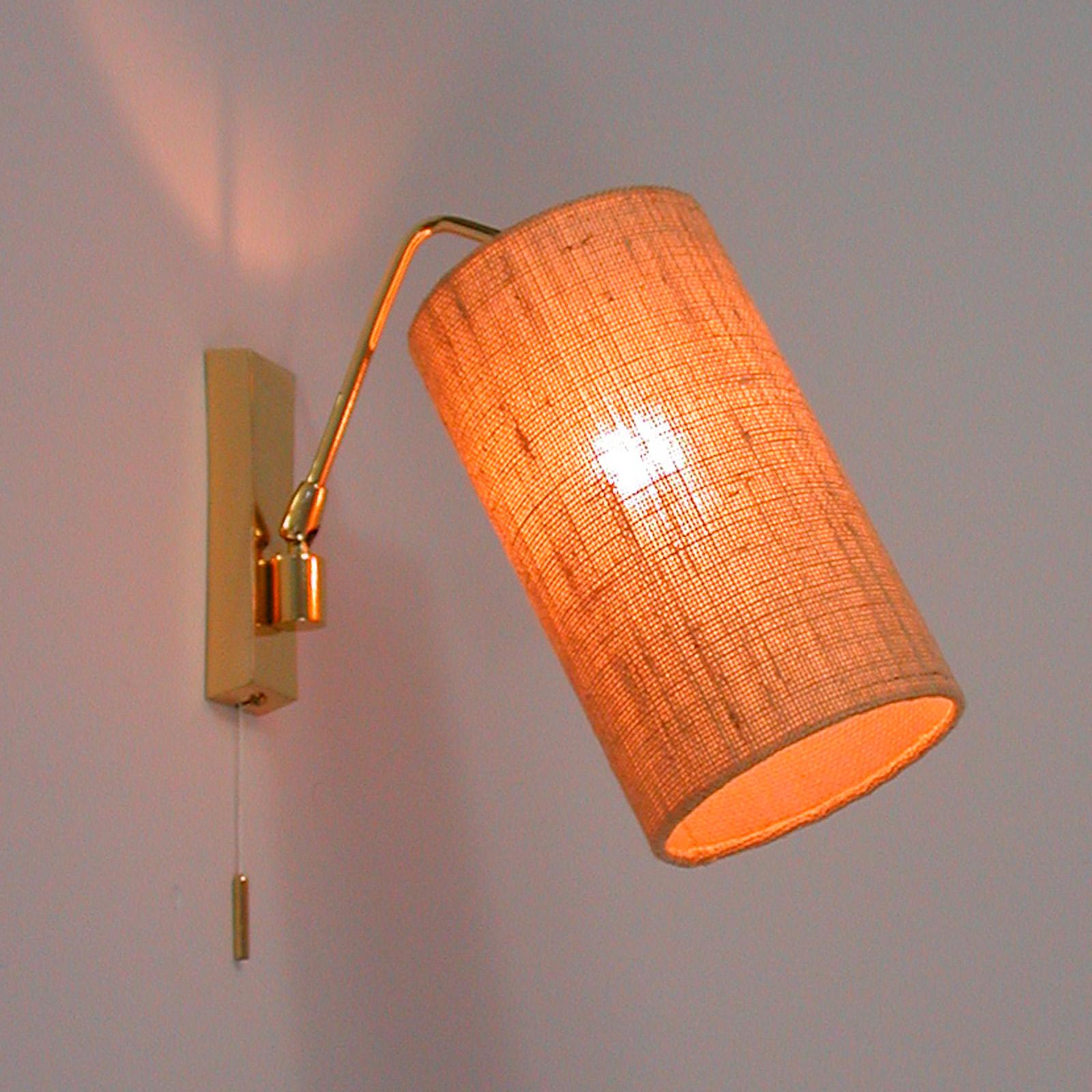 Midcentury Brass and Sisal Adjustable Sconce, Kalmar Attributed., Austria, 1960s For Sale 2