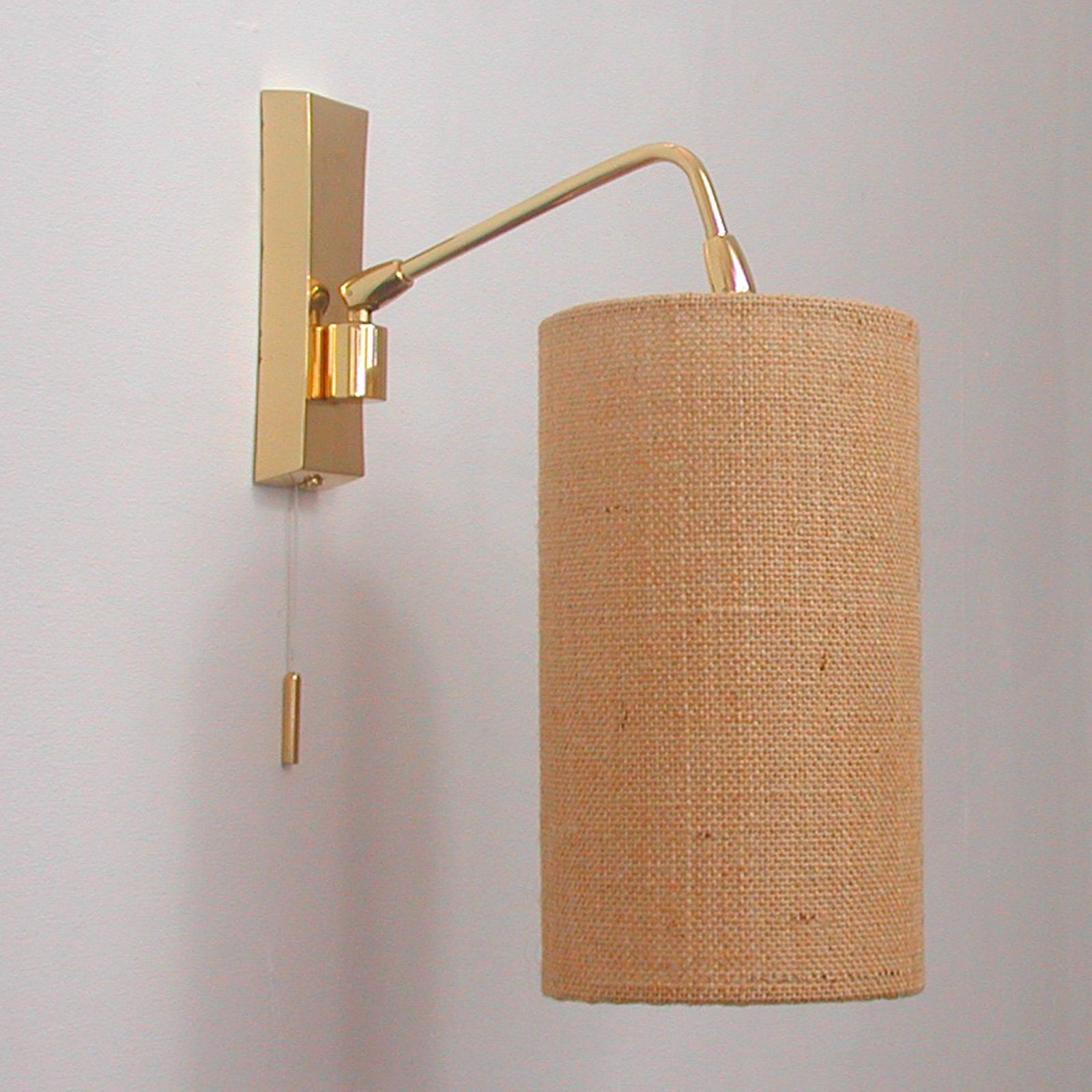 Midcentury Brass and Sisal Adjustable Sconce, Kalmar Attributed., Austria, 1960s For Sale 3