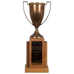 Vintage Midcentury Brass and Wood Trophy, 1951
