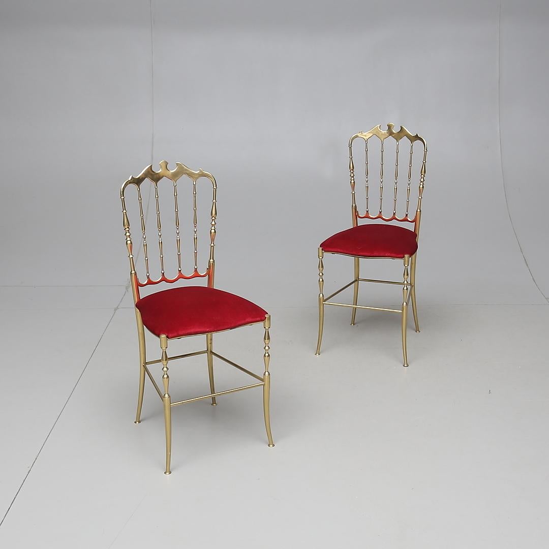 Midcentury Italian brass chairs from the 1960s, this is the gold standard in chic! Solid polished brass by Chiavari in Italy.
 Up to six available.