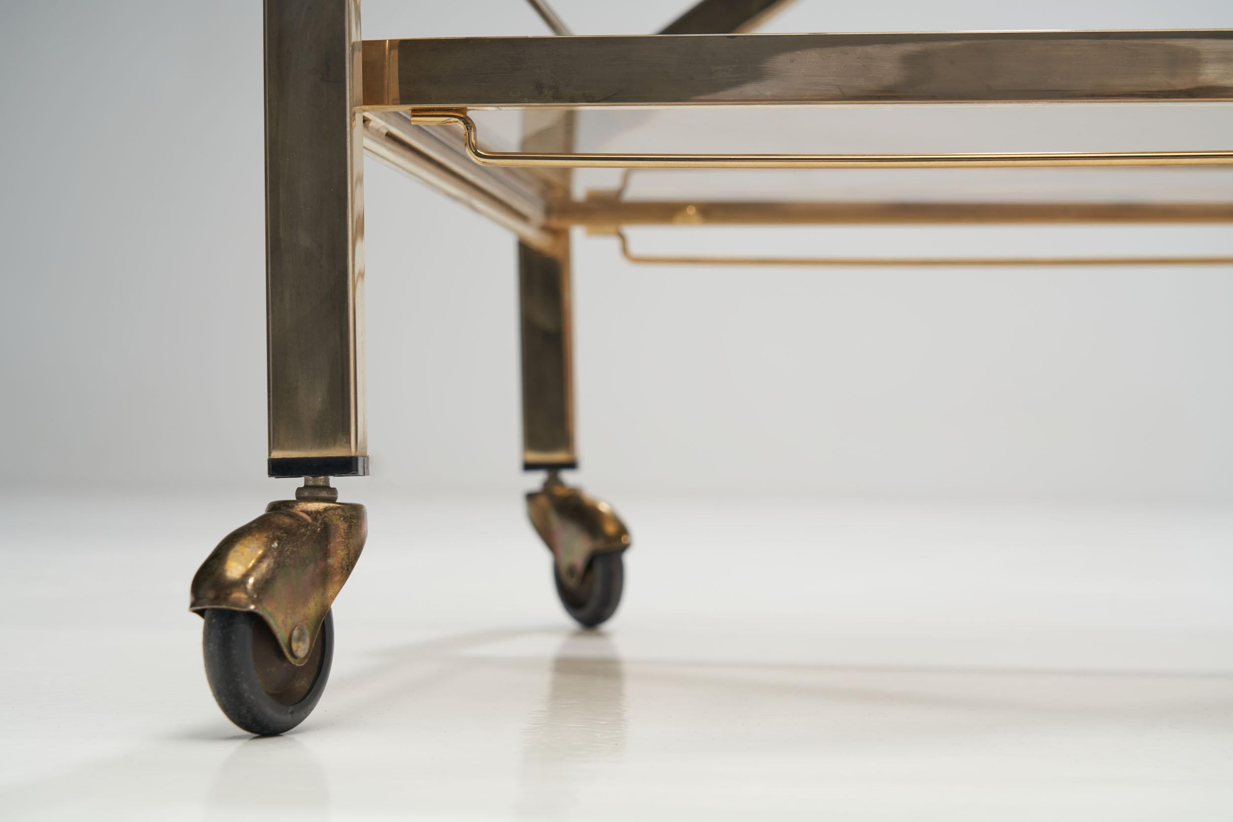 Midcentury Brass Bar Cart by Guy Lefevre Attributed for Maison Jansen, France 10