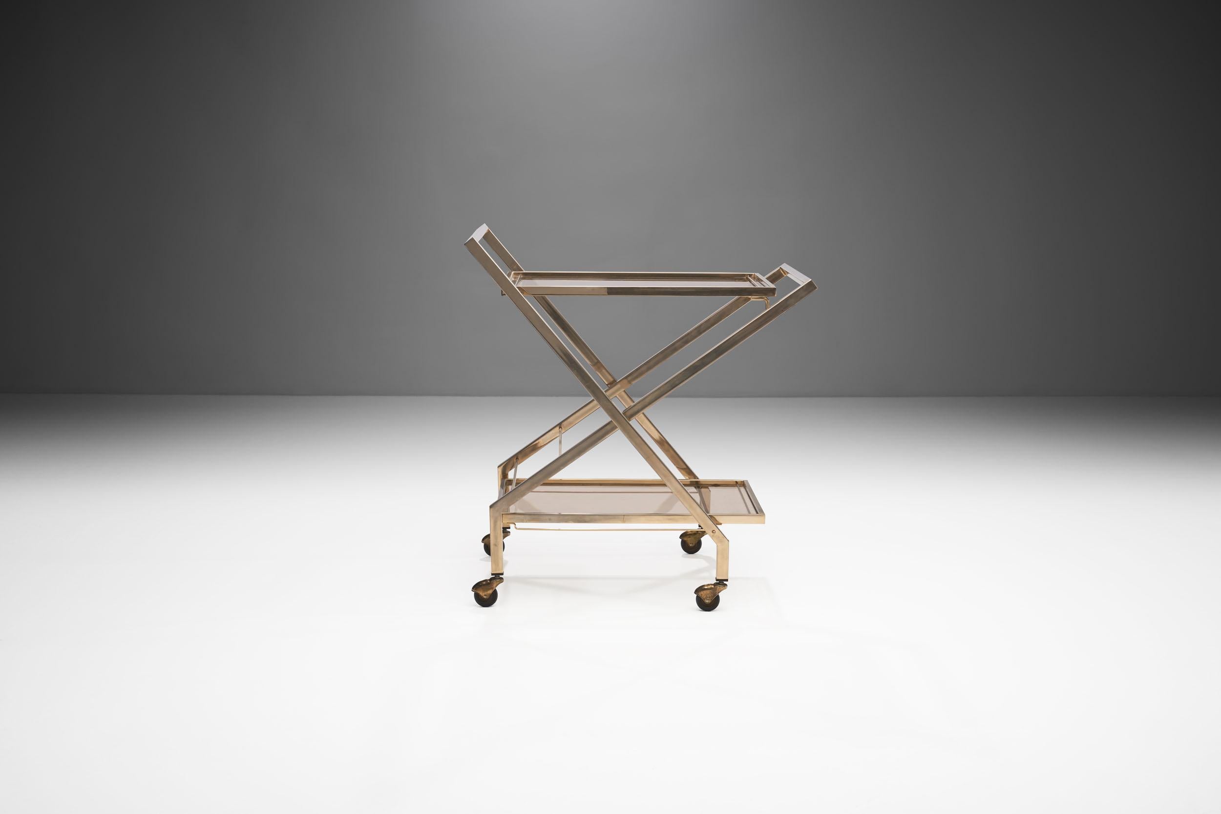 French Midcentury Brass Bar Cart by Guy Lefevre Attributed for Maison Jansen, France