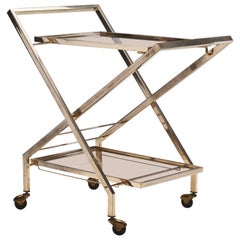 Vintage Midcentury Brass Bar Cart by Guy Lefevre Attributed for Maison Jansen, France