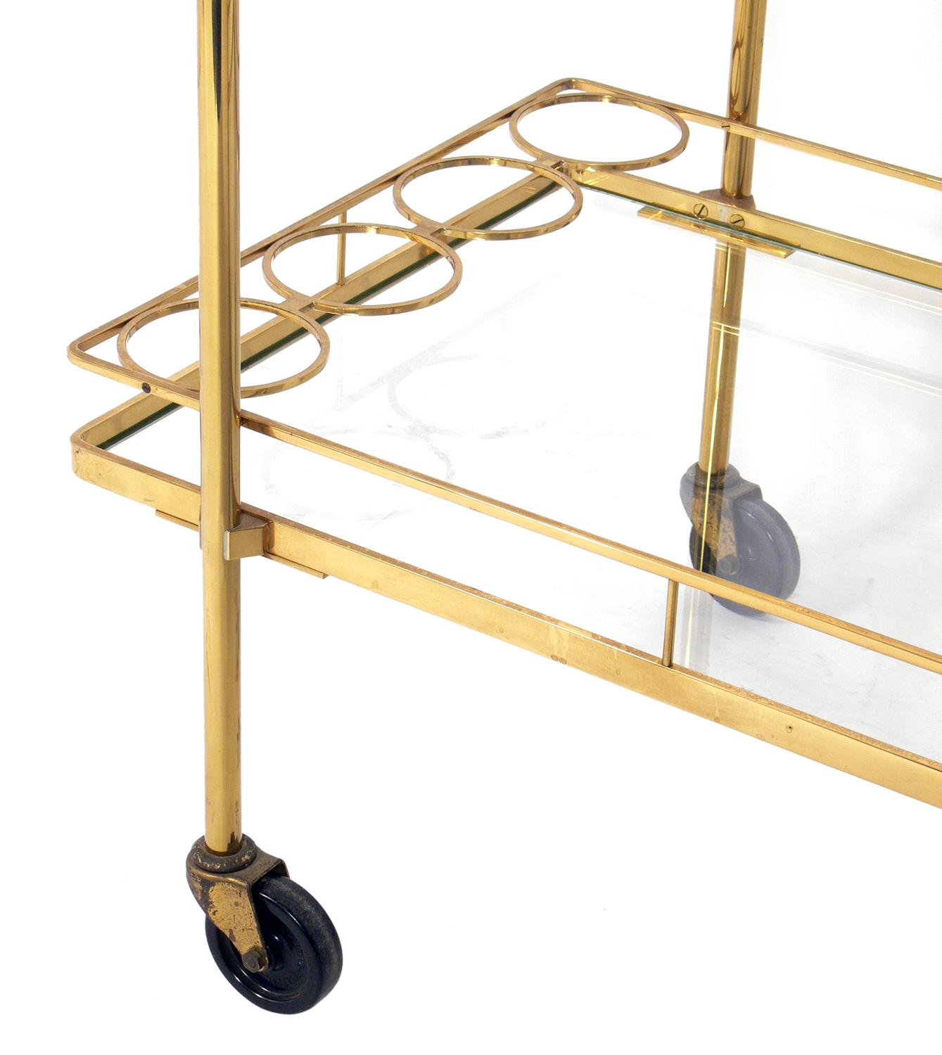 Mid-Century Modern Midcentury Brass Bar Cart For Sale