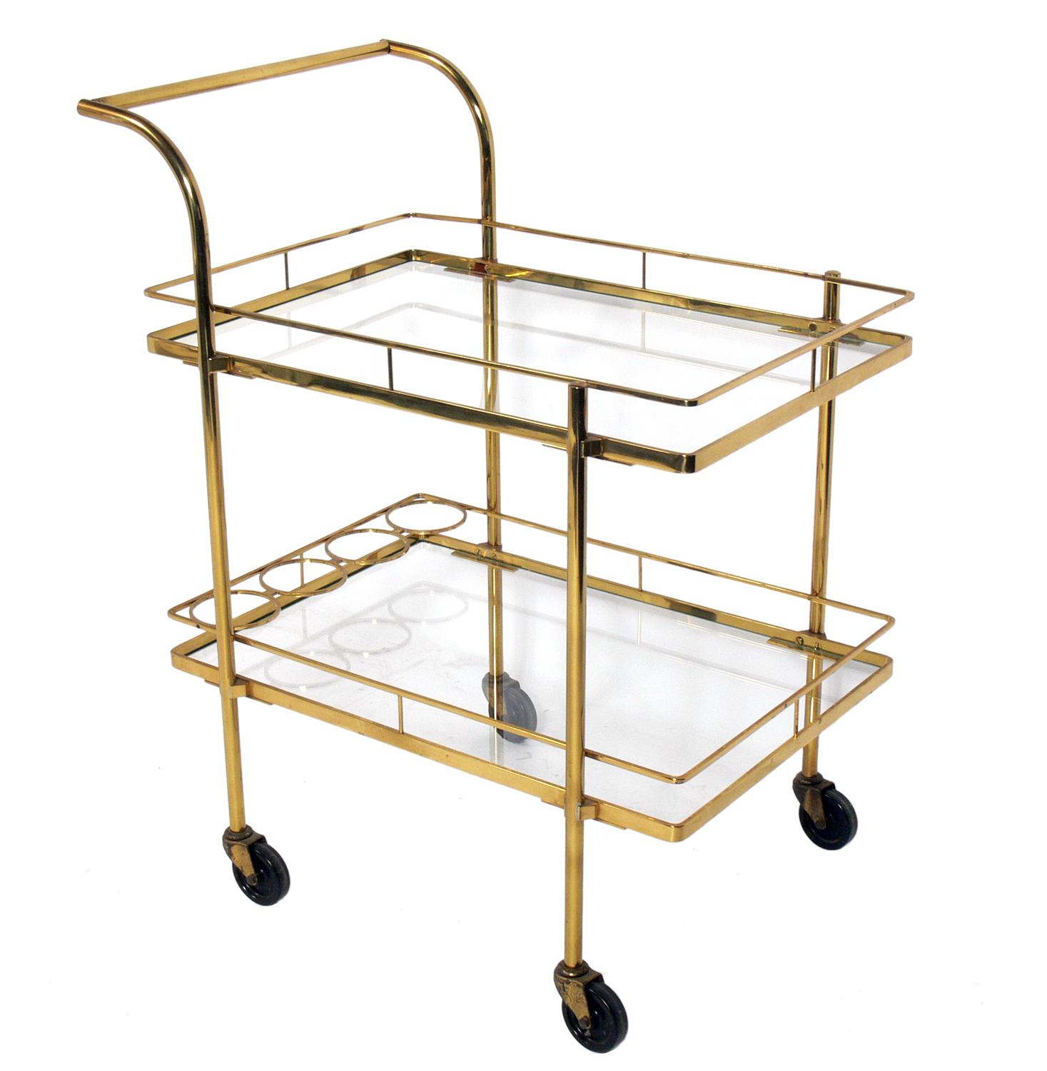 Midcentury Brass Bar Cart For Sale