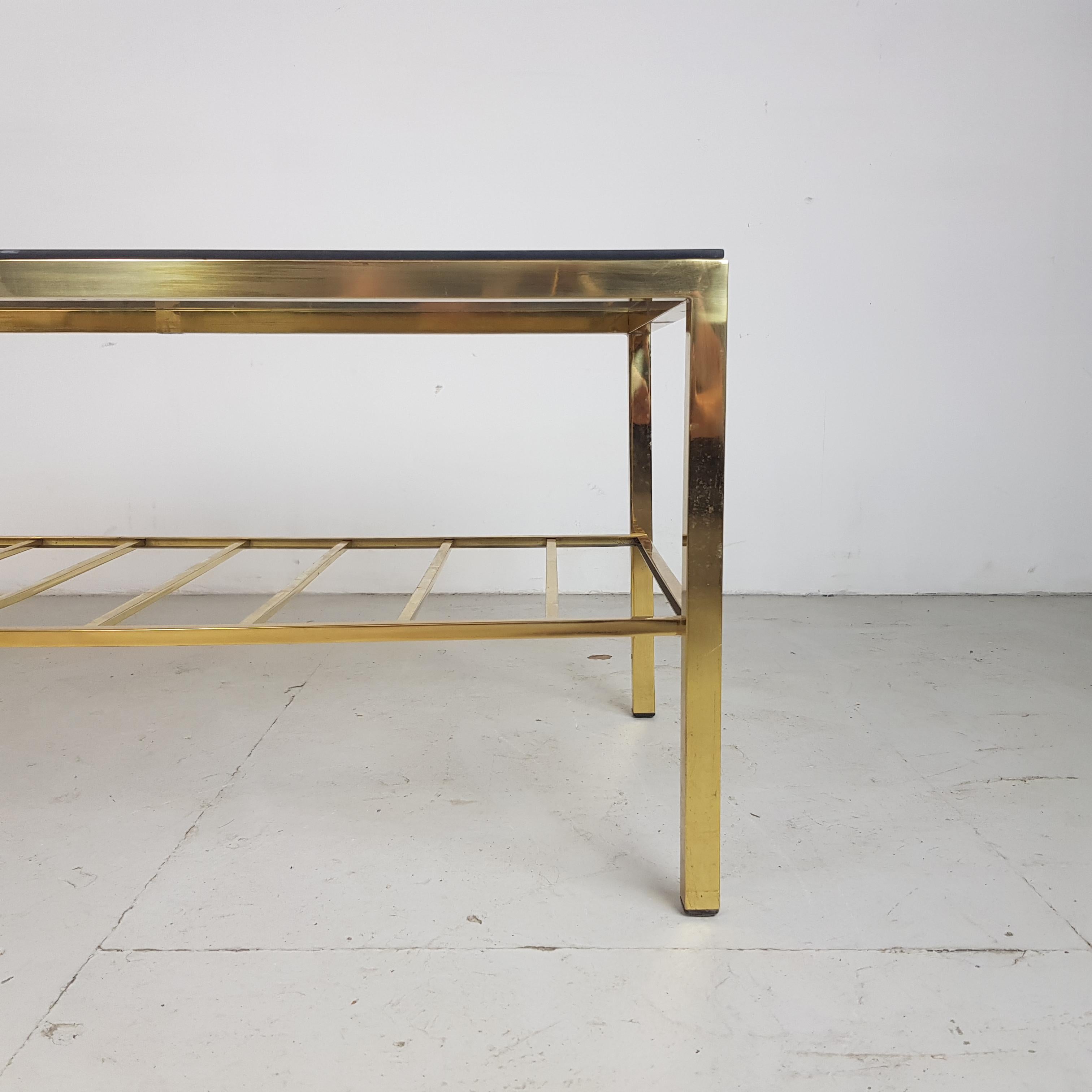 Midcentury Brass Base and Glass Coffee Table For Sale 2