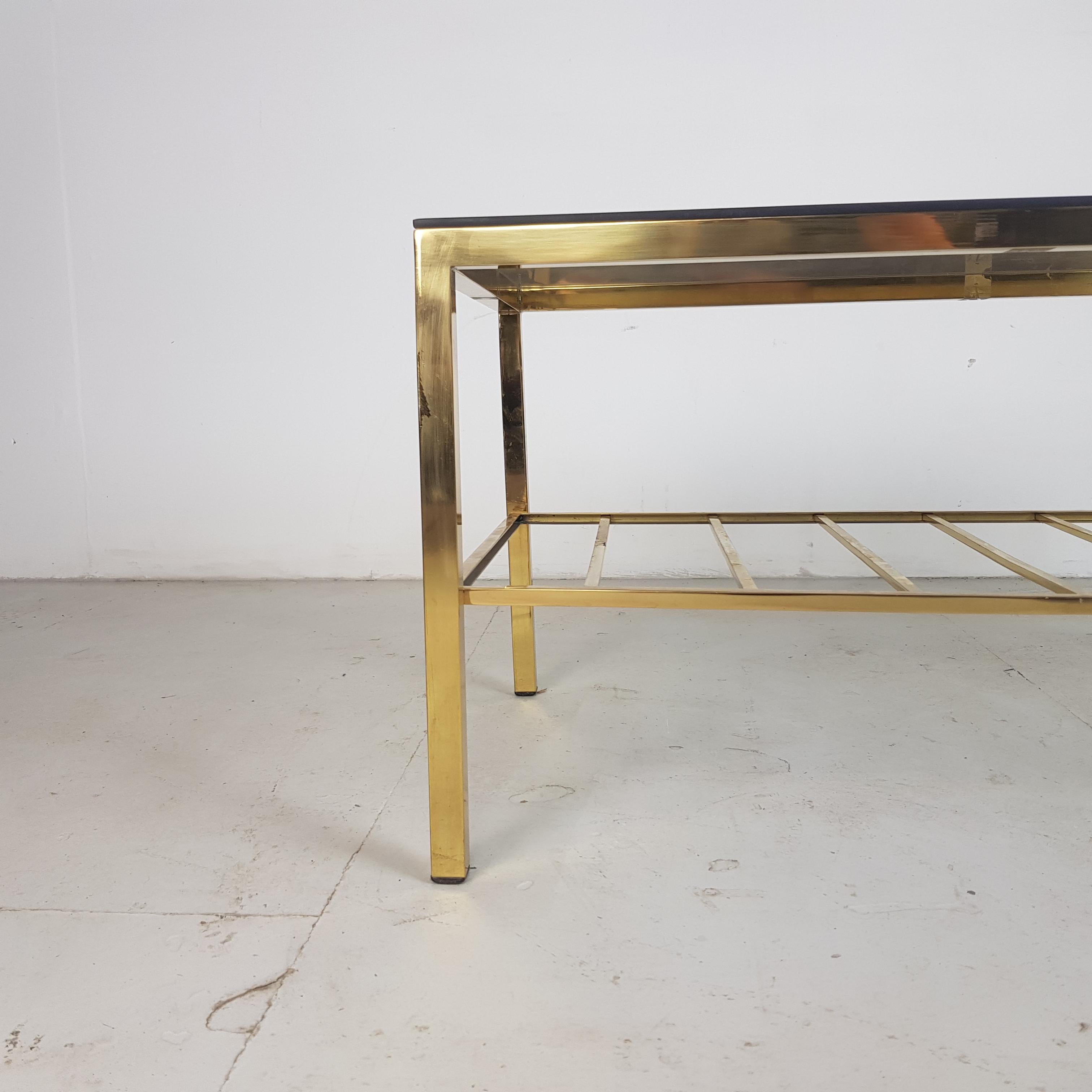 Midcentury Brass Base and Glass Coffee Table For Sale 3